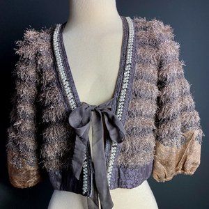 M/L Bolero Jacket Bow Tie Pearl Detail